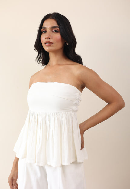 Gathered top and high waist pants