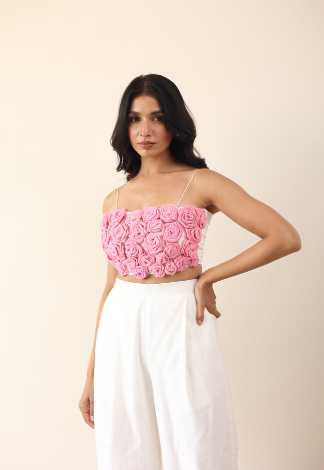 White floral crop top