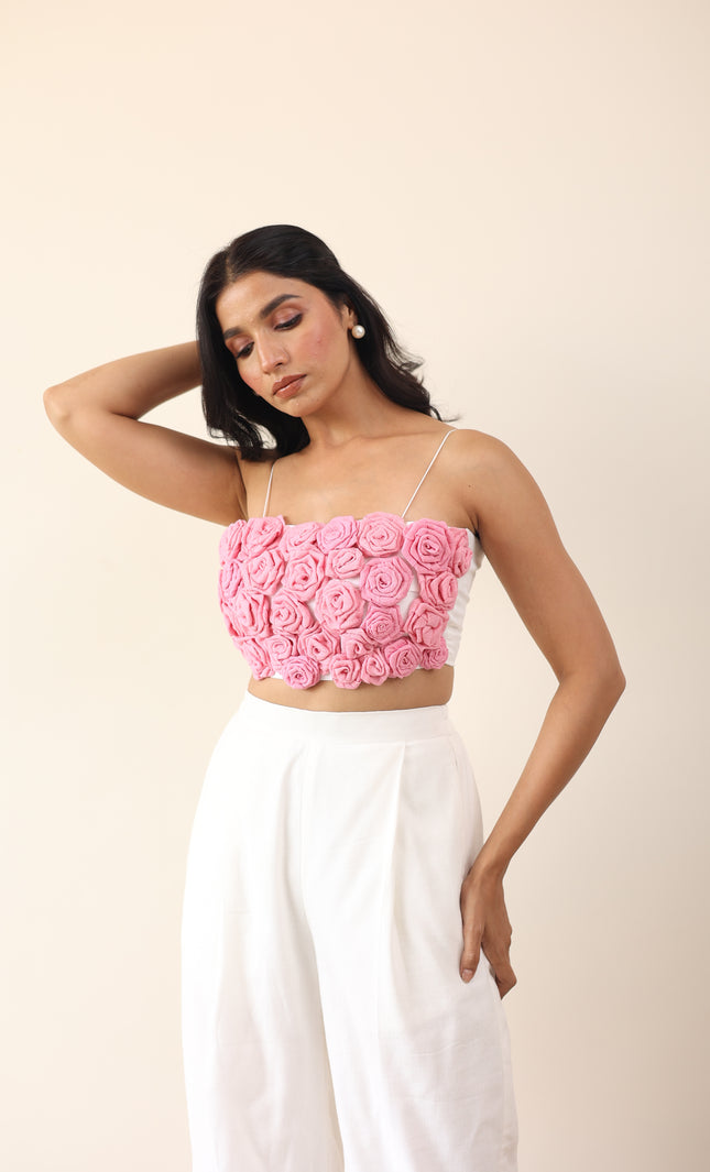 White floral crop top