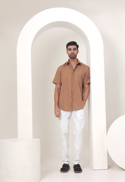 Regular fit solid cotton shirt