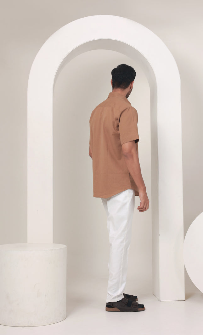 Regular fit solid cotton shirt