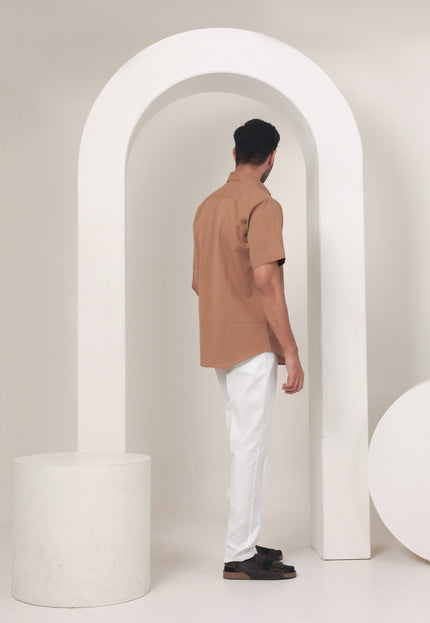 Regular fit solid cotton shirt