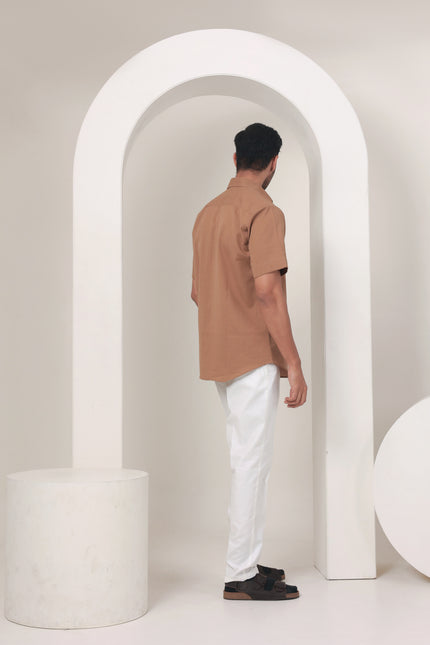 Regular fit solid cotton shirt