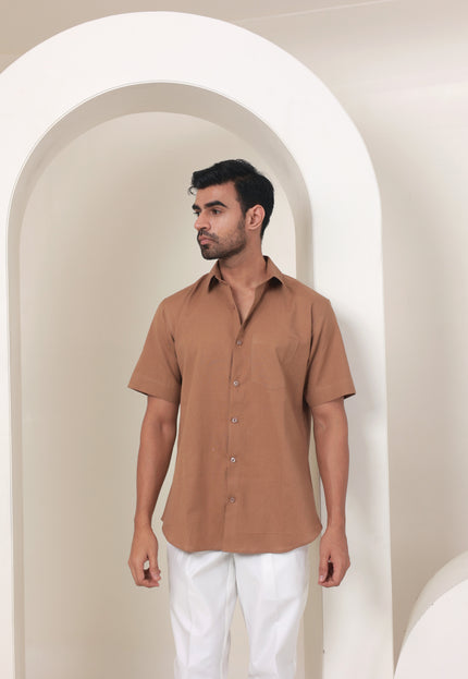 Regular fit solid cotton shirt