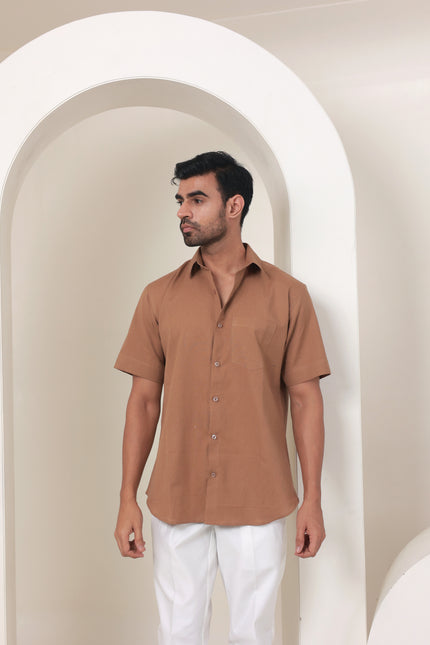 Regular fit solid cotton shirt