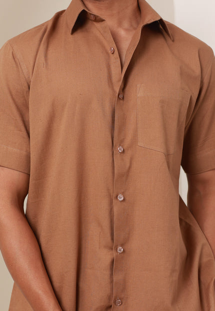 Regular fit solid cotton shirt