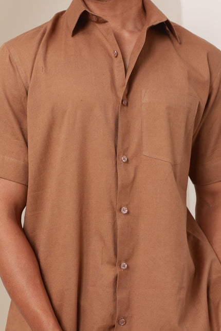 Regular fit solid cotton shirt