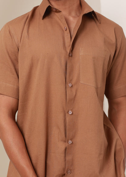 Regular fit solid cotton shirt