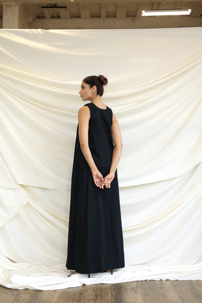 Black long halter neck dress