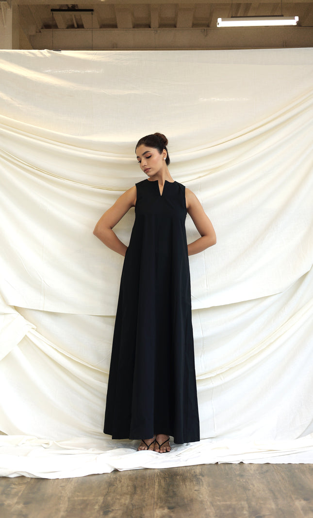 Black long halter neck dress