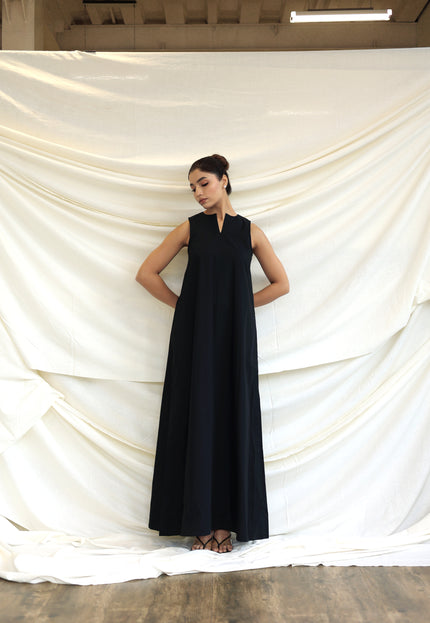 Black long halter neck dress