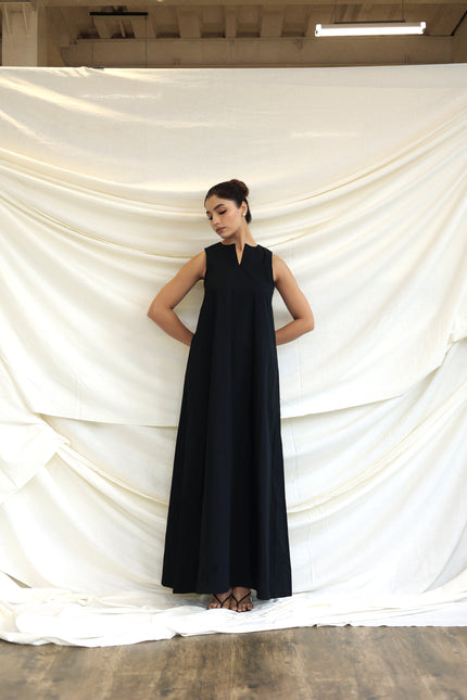 Black long halter neck dress