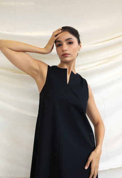 Black long halter neck dress