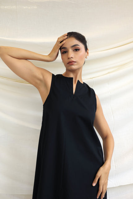 Black long halter neck dress