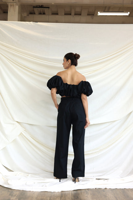 Black puff tube top