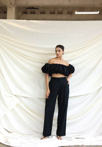 Black puff tube top