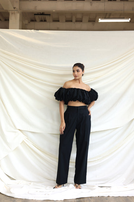 Black puff tube top