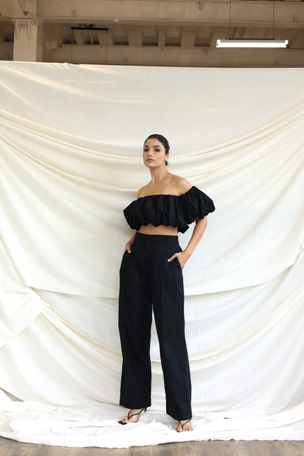 Black puff tube top