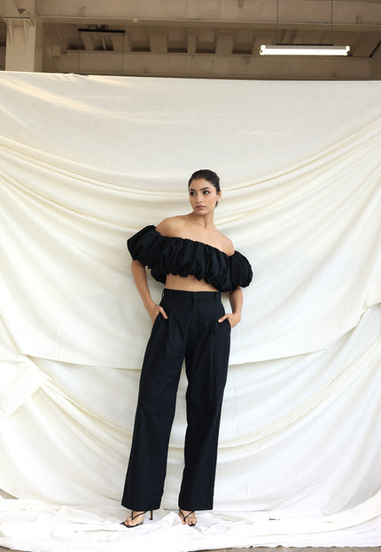 Black puff tube top