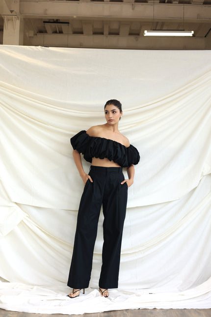 Black puff tube top