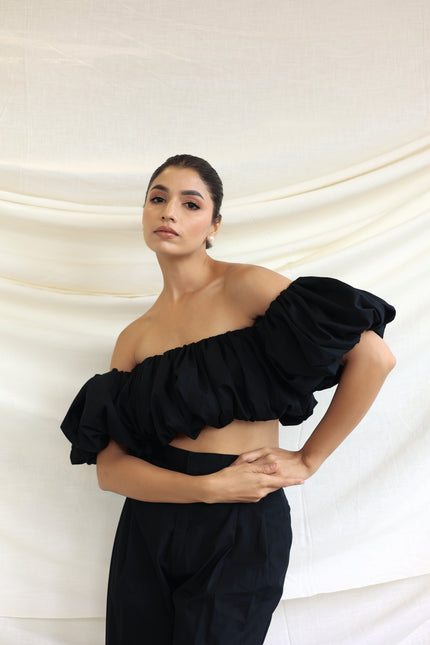 Black puff tube top