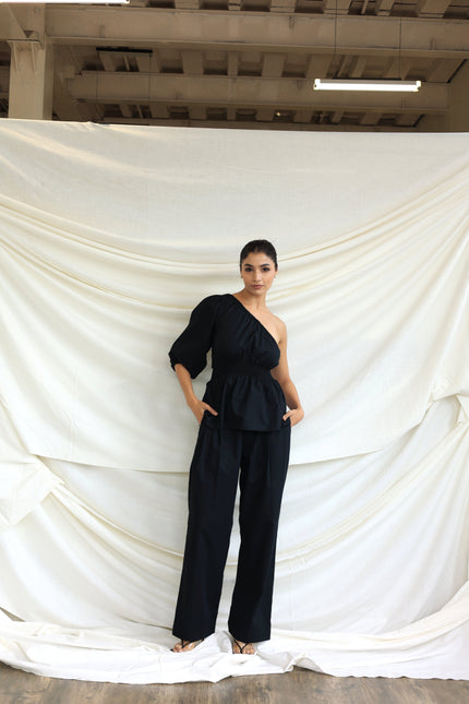Black cotton trousers