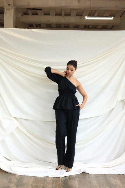Black one shoulder top