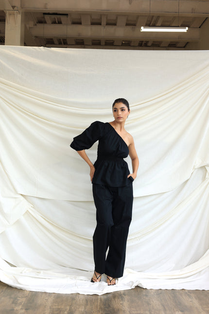 Black cotton trousers