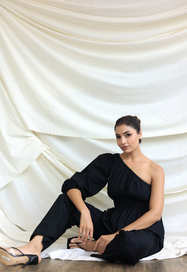 Black one shoulder top