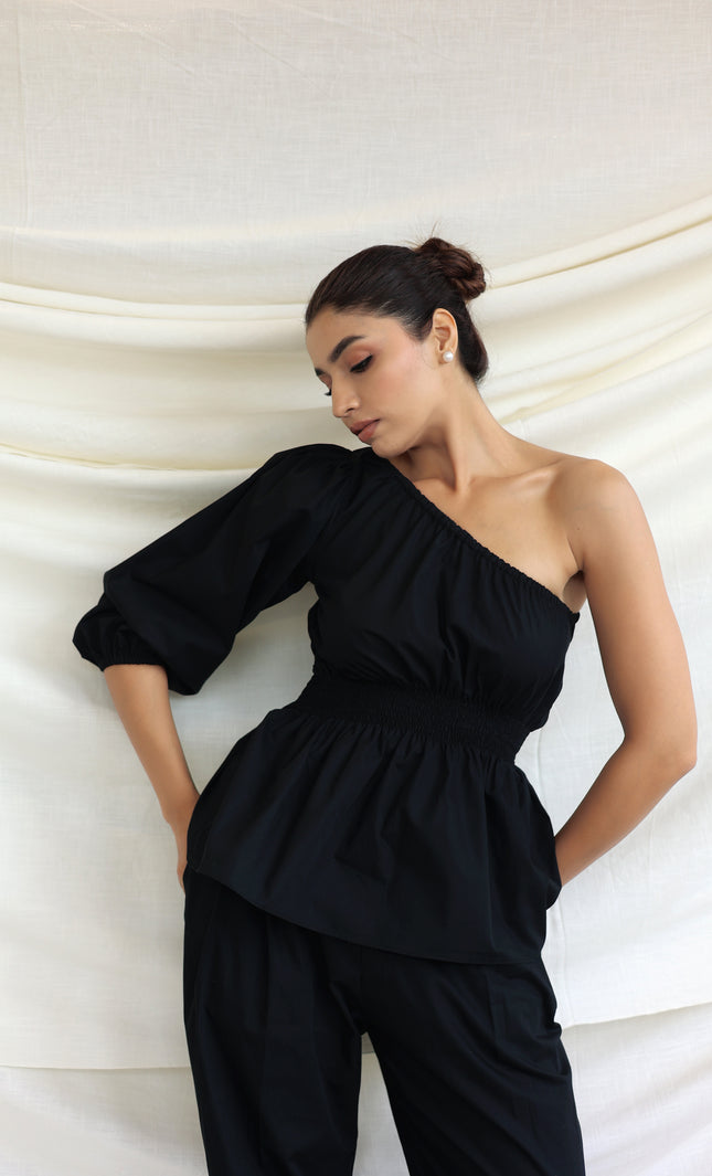 Black one shoulder top