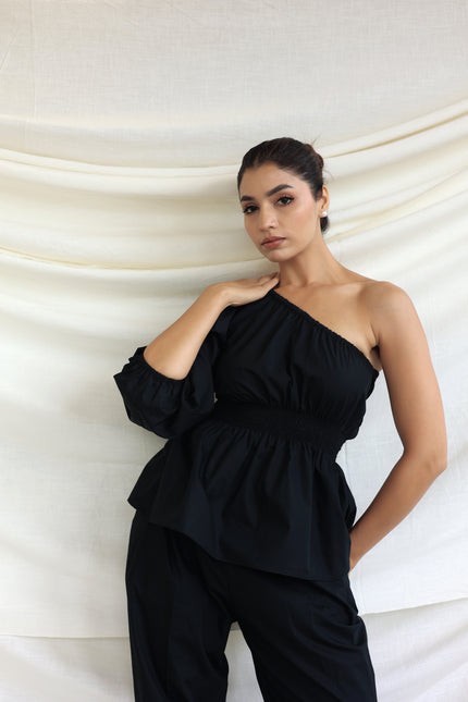 Black one shoulder top