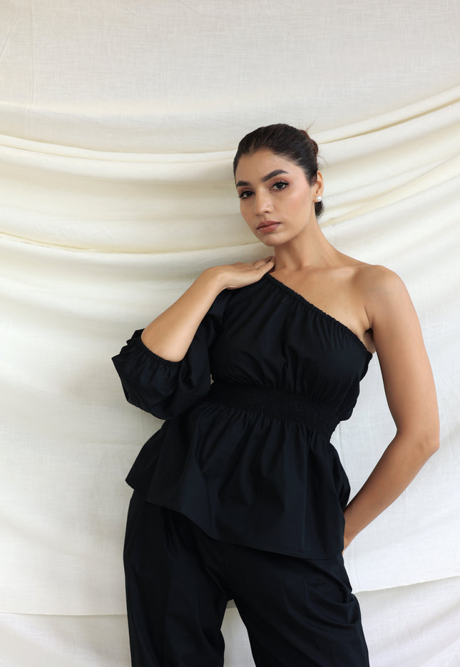 Black one shoulder top