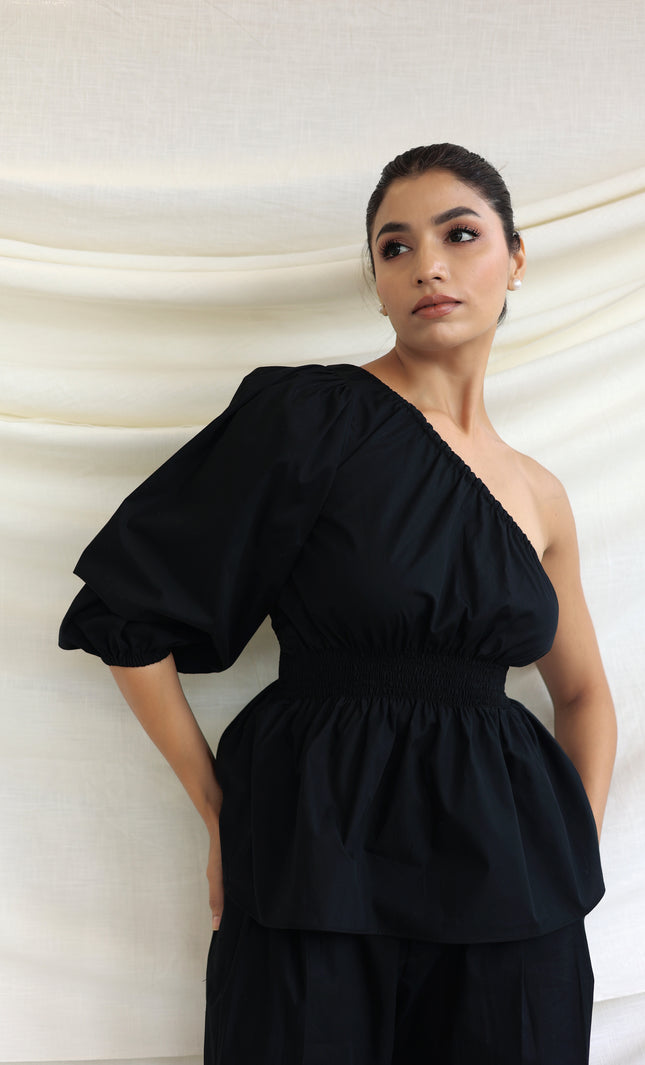 Black one shoulder top