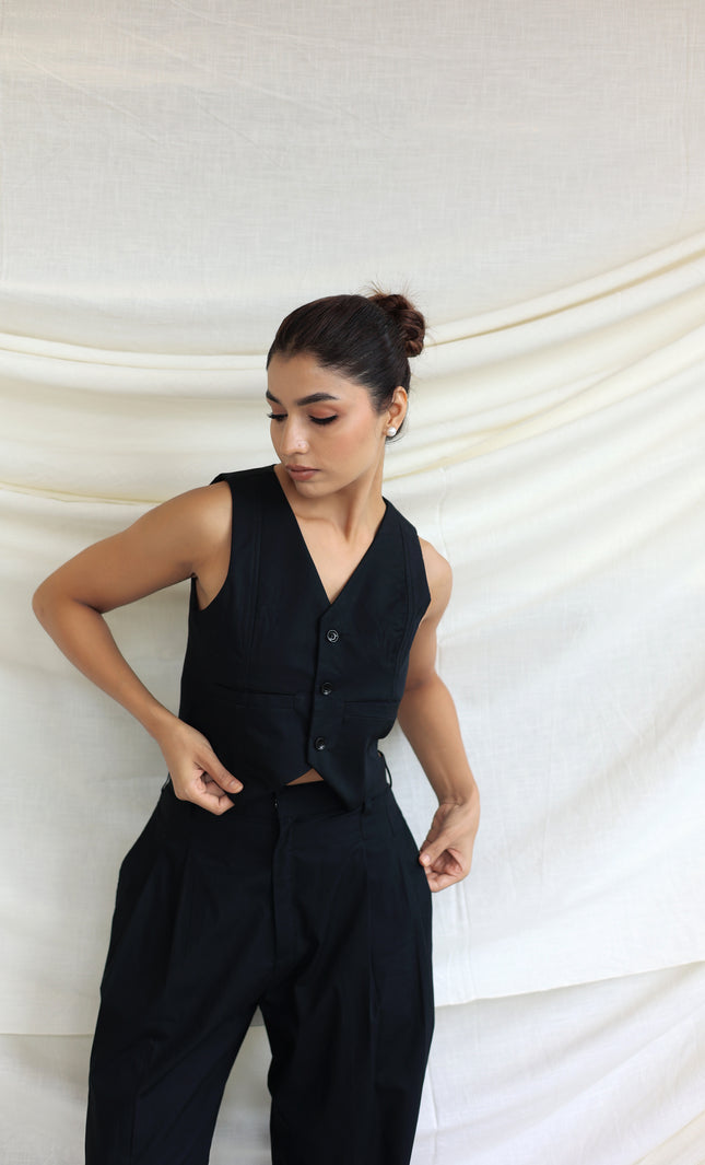 Black tailored waistcoat