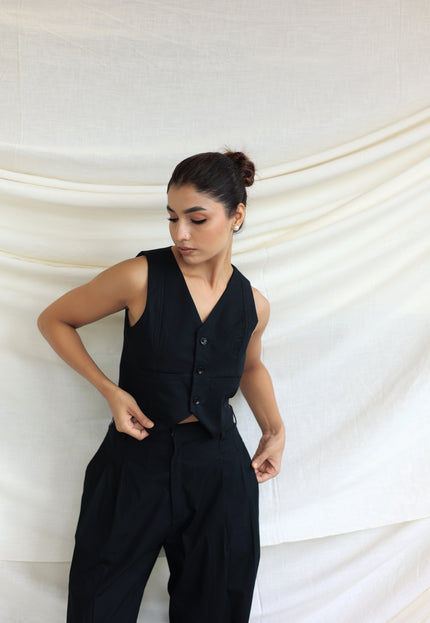 Black tailored waistcoat