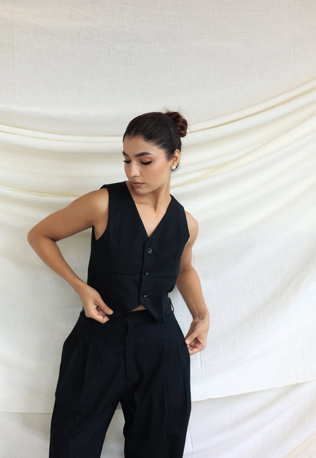 Black tailored waistcoat