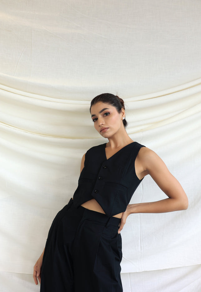 Black tailored waistcoat