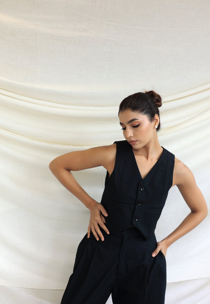 Black tailored waistcoat