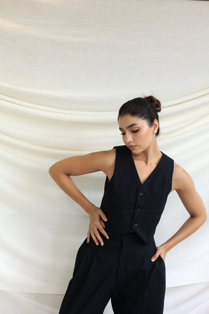Black tailored waistcoat