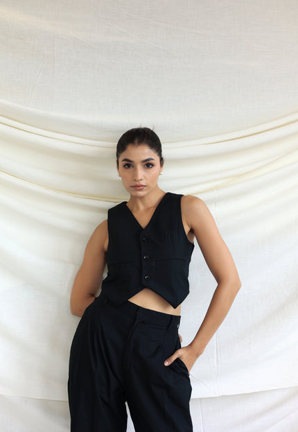 Black tailored waistcoat