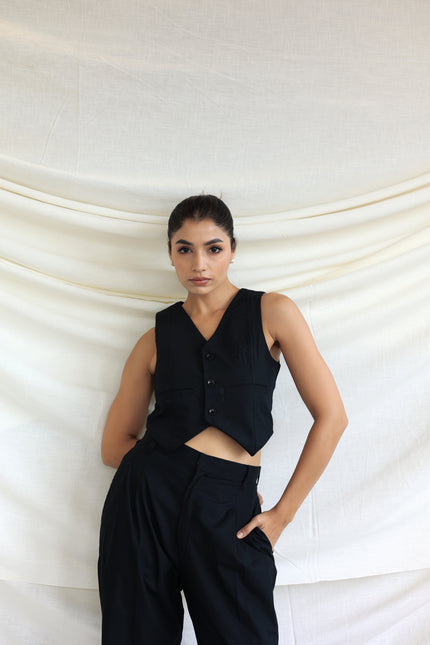 Black tailored waistcoat