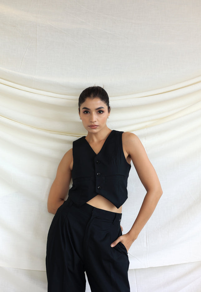Black tailored waistcoat