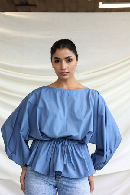 Blue round neck Balloon top