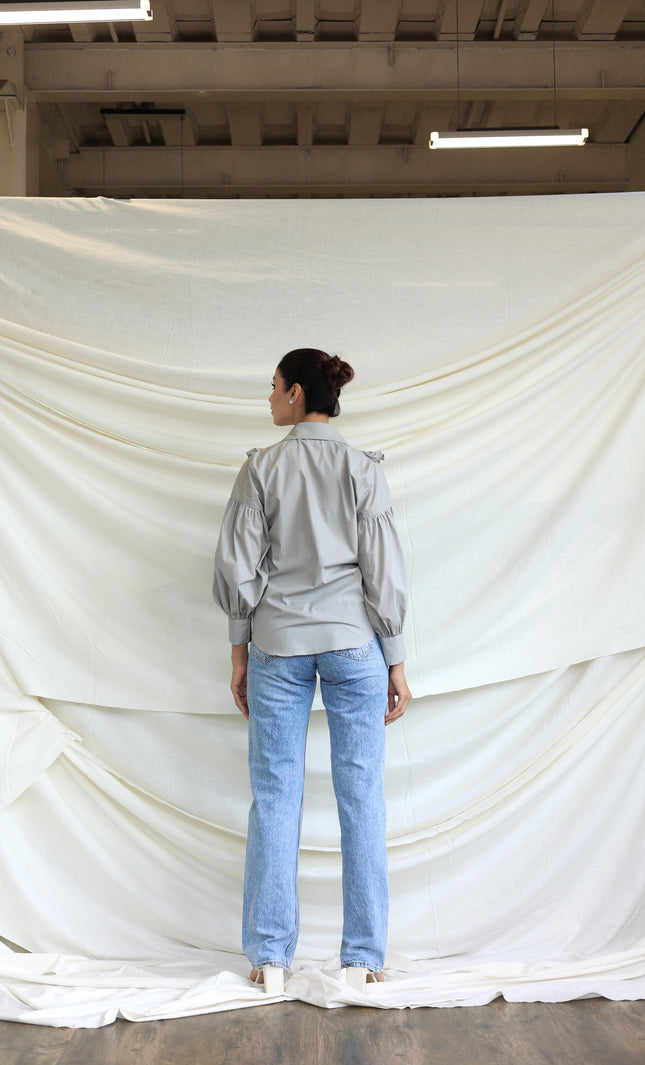 Grey Ruffle shirt