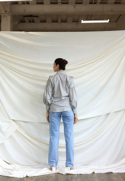 Grey Ruffle shirt