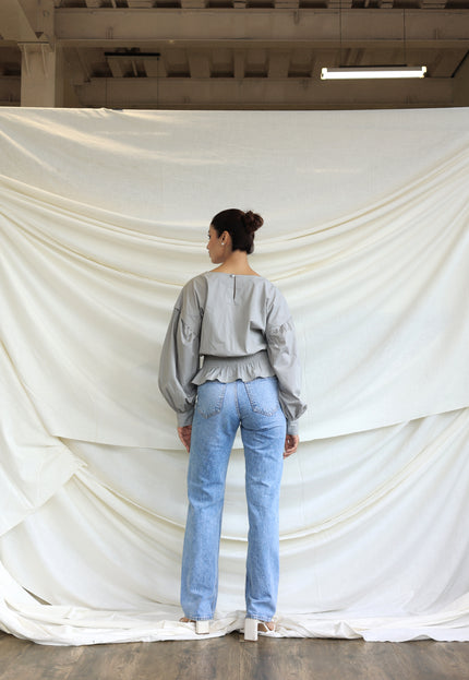 Grey balloon cotton top