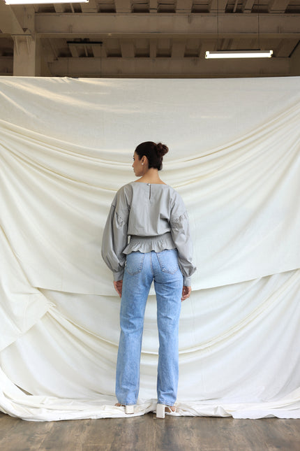 Grey balloon cotton top