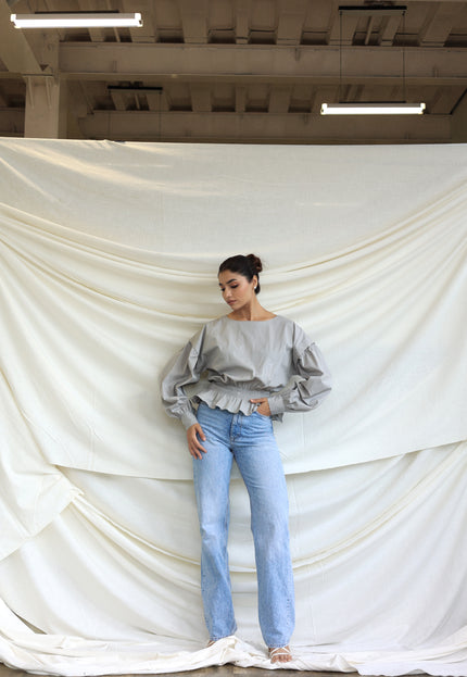 Grey balloon cotton top