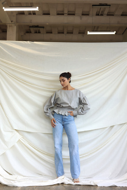 Grey balloon cotton top