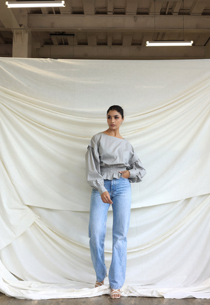 Grey balloon cotton top